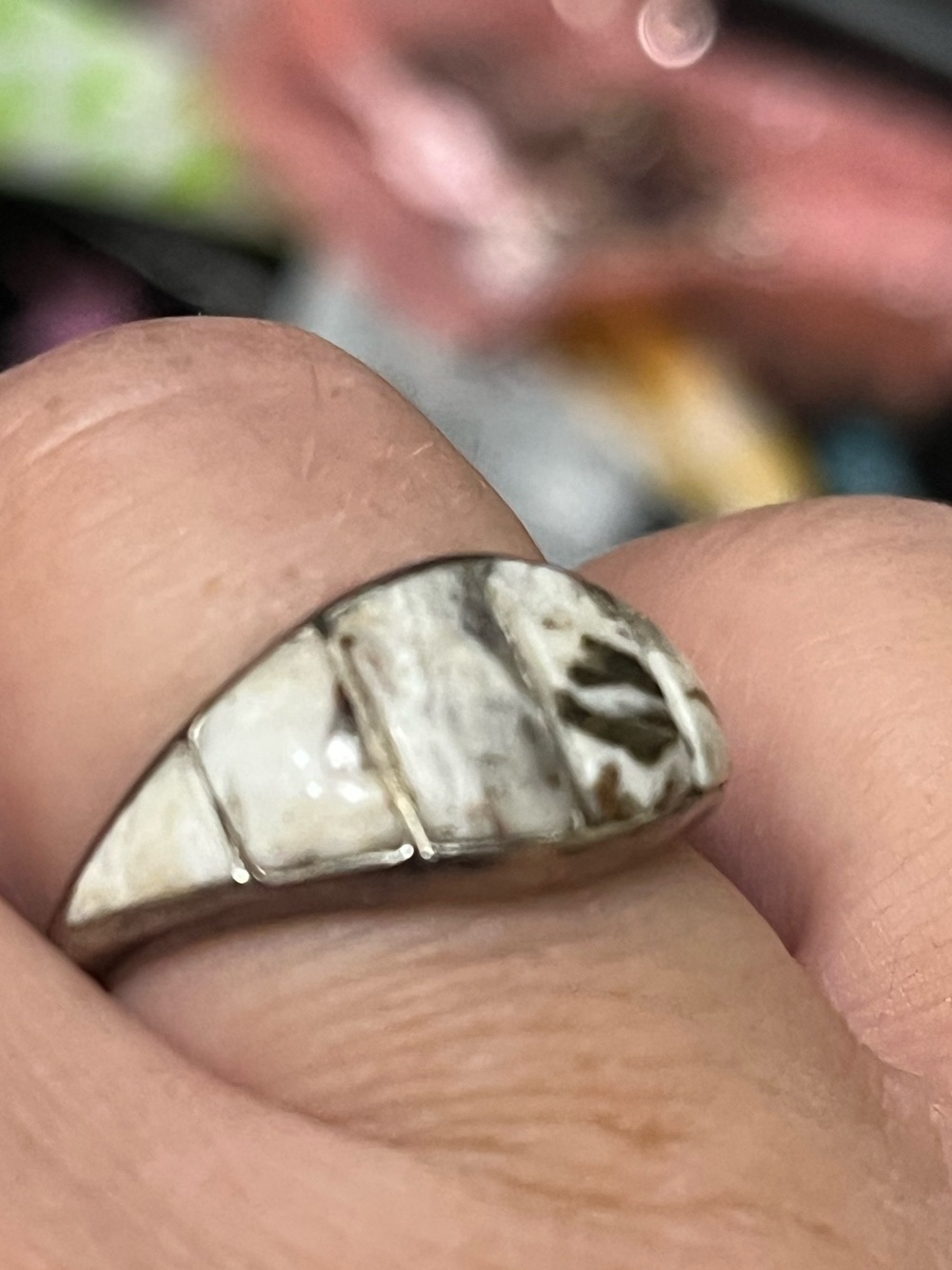 Sterling Native American Buffalo Stone Ring - Picture 8 of 12